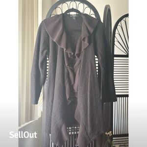 Verve Women's Black Ruffle Cardigan Sweater Size M